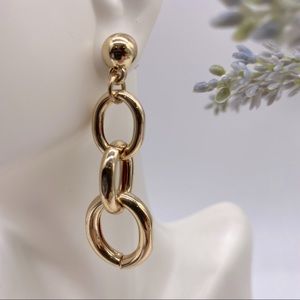 AQUA Bloomingdales Gold plated chain Drop Earrings NEW